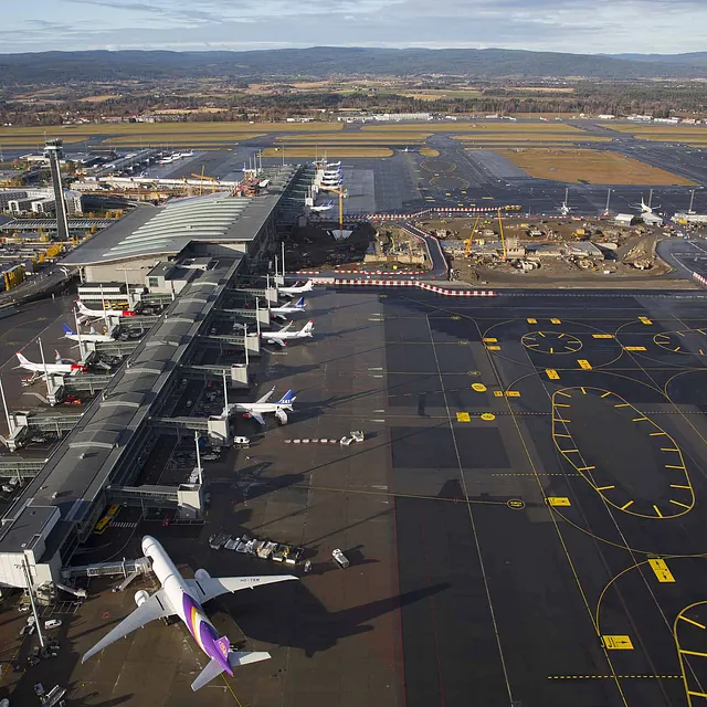 Oslo lufthavn sett ovenfra